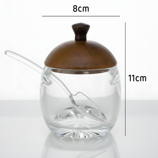 Acrylic Sugar Bowl With Wooden Lid